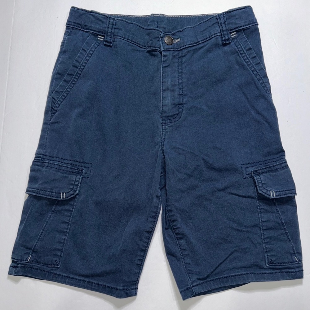 Wrangler Boys Size 14 Regular Blue Navy Denim Cargo Shorts Outdoor School‎